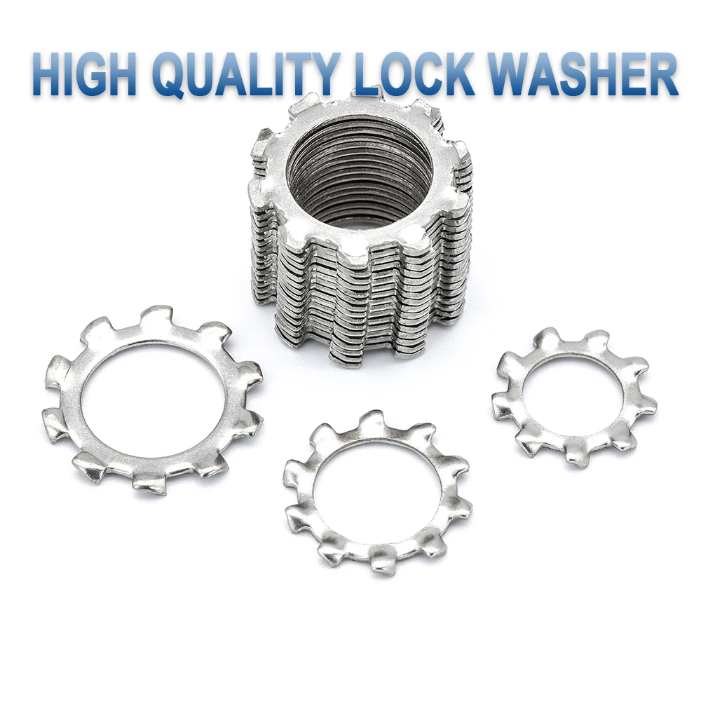 NINDEJIN 410pcs/set external tooth lock washer assortment kit 304 stainless steel m3 m4 m5 m6 m8 m10 star lock washer DIN6797A