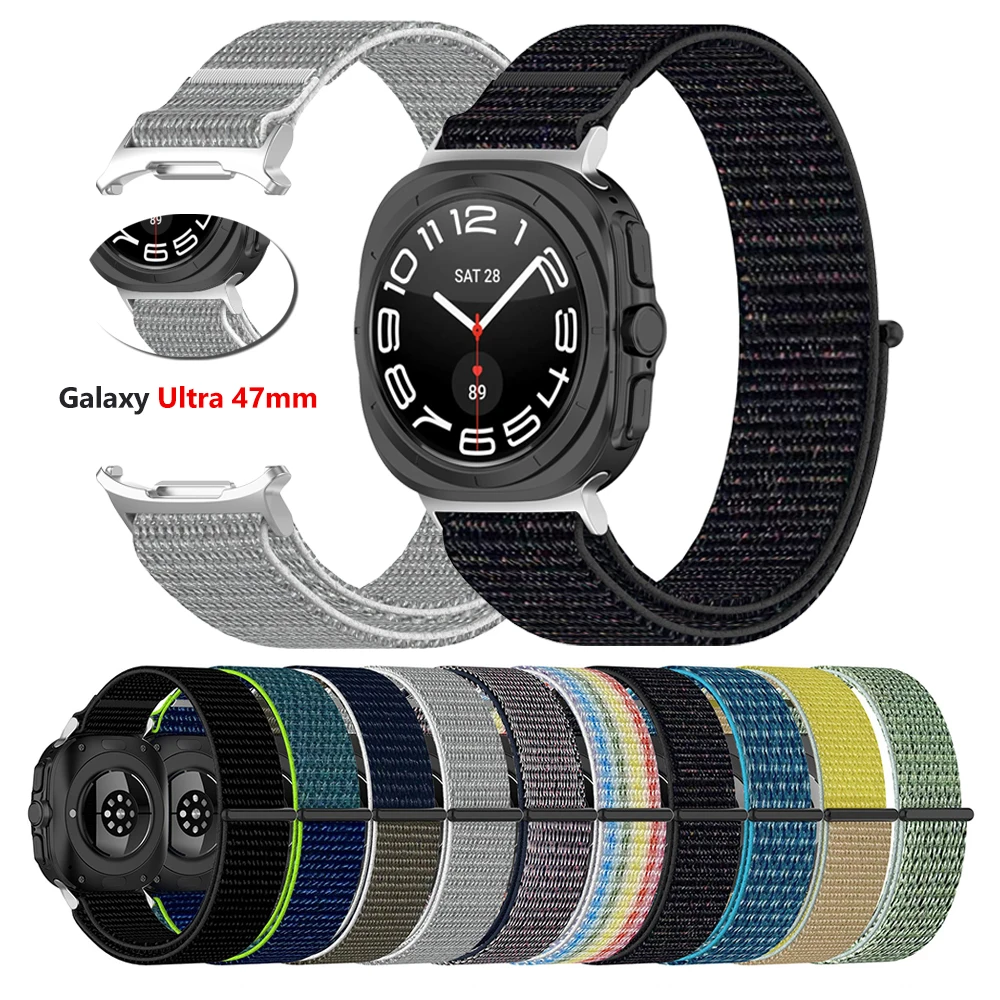 Nylon Loop Sports Watch Band, Soft Bracelet, Acessórios para Samsung Galaxy Ultra, Strap 47mm
