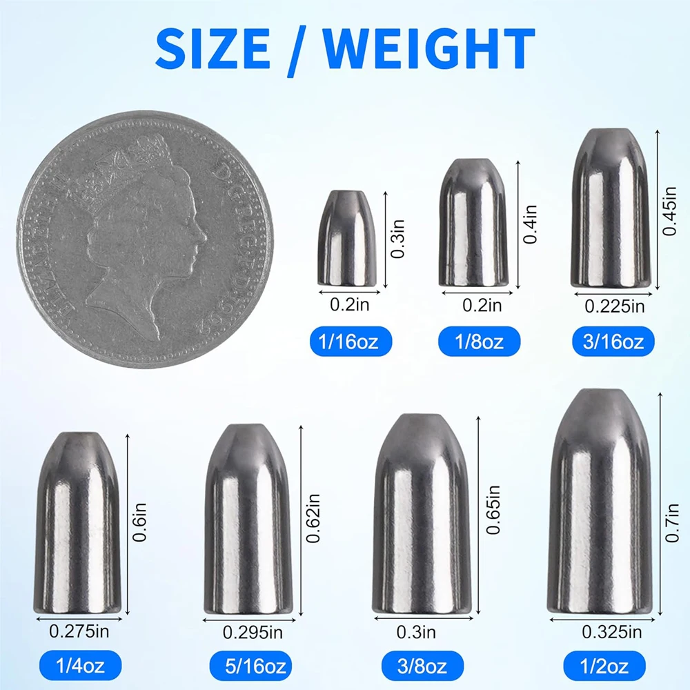 10 قطعة أوزان الصيد التنغستن الغطاسون رصاصة الصيد الغطاسون ل باس الصيد كارولينا تلاعب تكساس تلاعب دودة إغراء الصيد الوزن