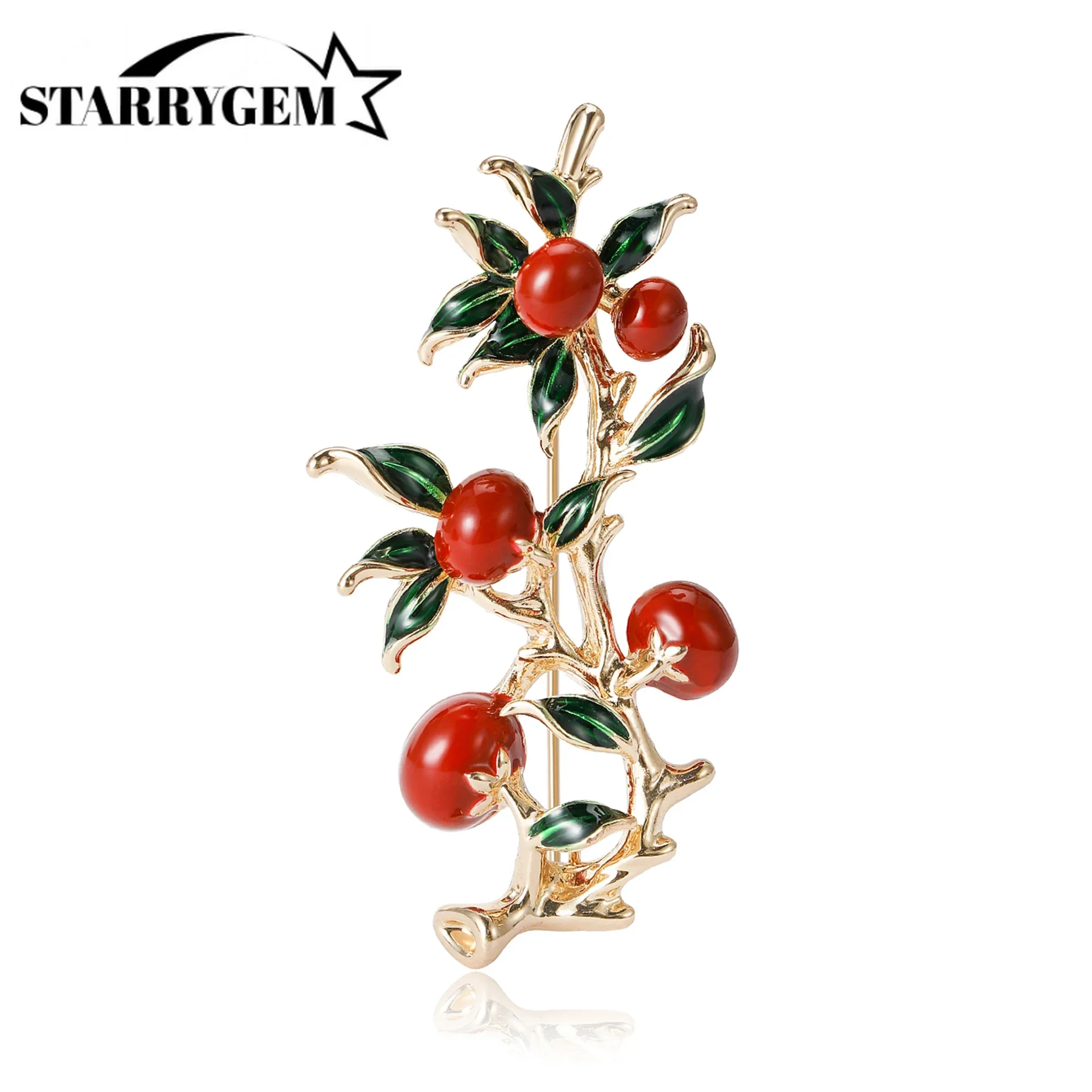 Enamel Persimmon Brooches for Women Unisex Plant Pins Office Party Friend Gifts Jewelry Accessories