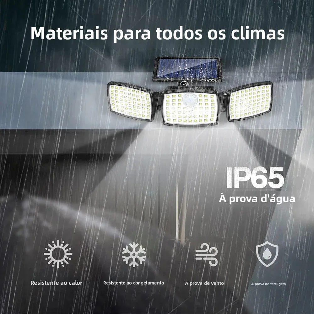 1/2PCS 179 LED Solar Outdoor Lights 3 Heads Motion Sensor with Remote 3 Modes Waterproof Solar Security Wall Lamp for Patio