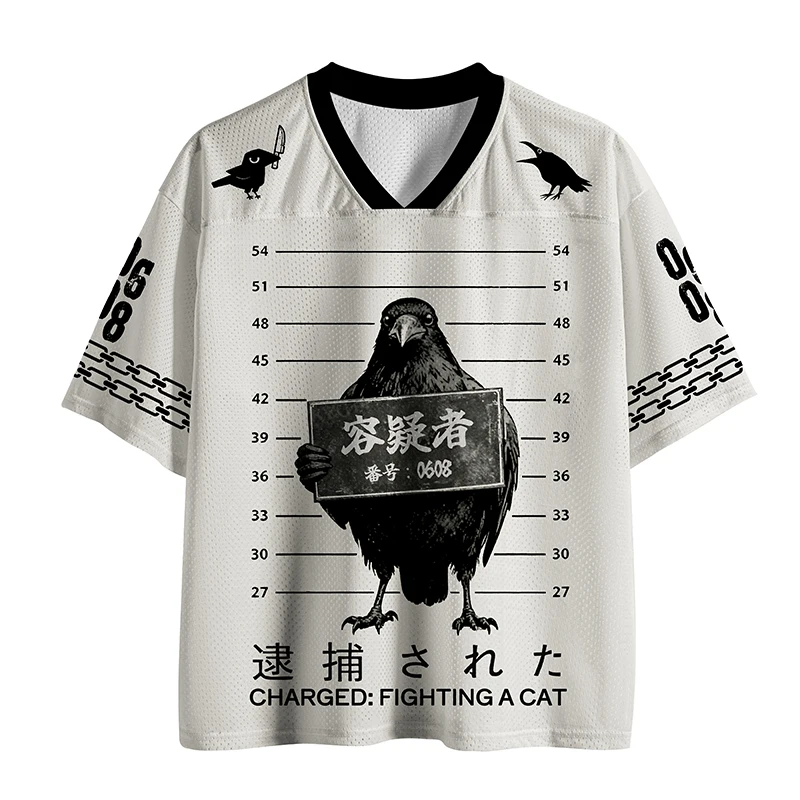 2026 Summer Fashion New Trendy Arrest Suspect 3D Printed T-shirt Quick Drying Outdoor Sports Leisure V-neck T-shirt Large