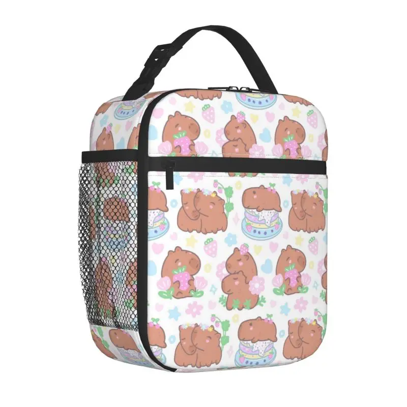 The Cute Capybara Loves Foam Tea Insulated Lunch Bag for Travel School Picnic Portable Food Bag Containers Cooler Hot Lunch Box