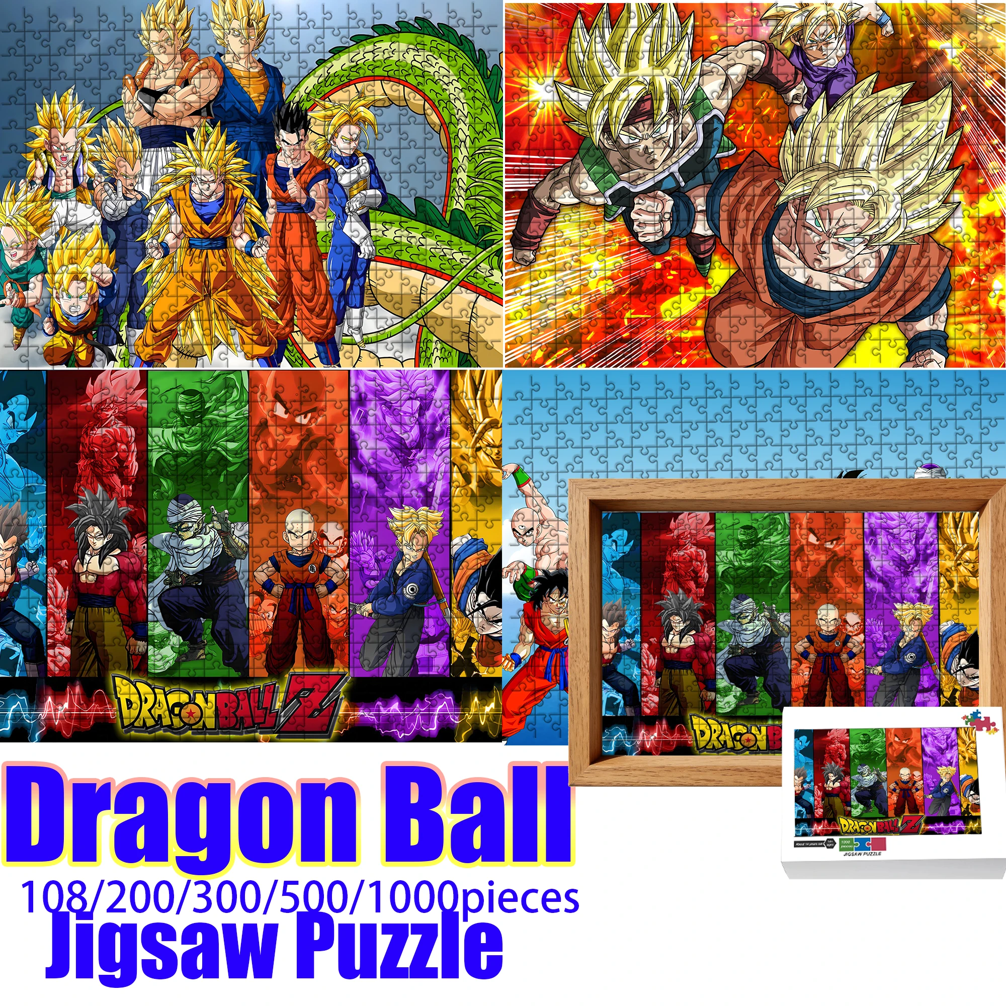 

Деревянный пазл Dragon Ball Goku Super Saiyan, 108/200/300/500/1000 деталей, высококачественный подарок, веселая игра для вечеринок