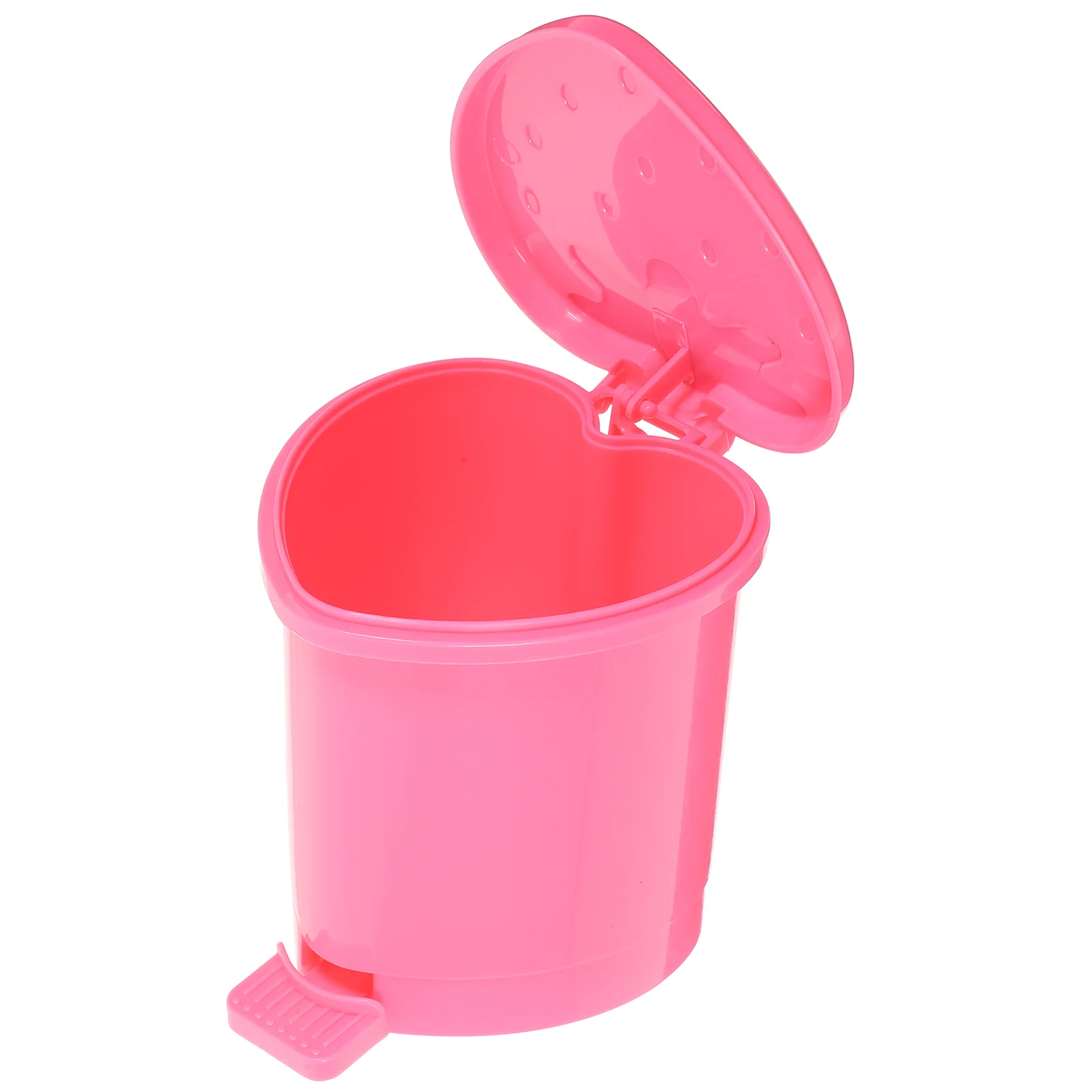 Desktop Trash Bucket Garbage Storage Bin Small Can Press-Type with Lid Coffee Kitchen Rubbish Strawberry Shaped Pp Office