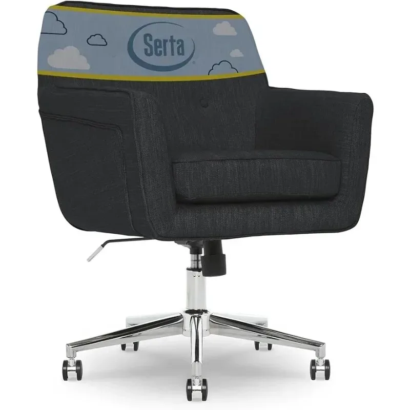 Serta Ashland Ergonomic Home Office Chair with Memory Foam Cushioning Chrome-Finished Stainless Steel Base