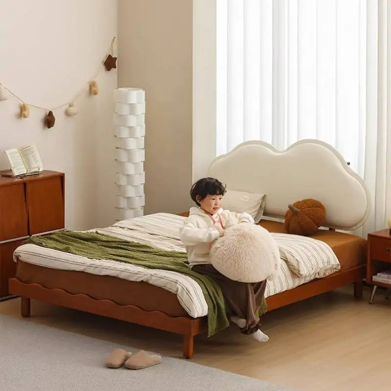 

White Simple Kids Beds Expandable Nordic Normal Custom Single Design Kids Bed Boys Style Modern Camas Infantiles Furniture Home