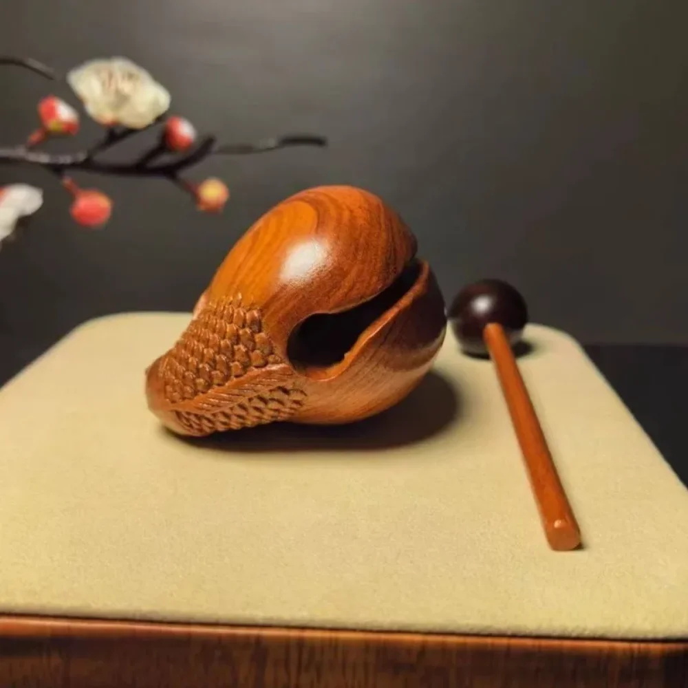 Pez de madera de palisandro pequeño, artefacto para aliviar el estrés, instrumento para meditación y canto, adorno de pez de madera