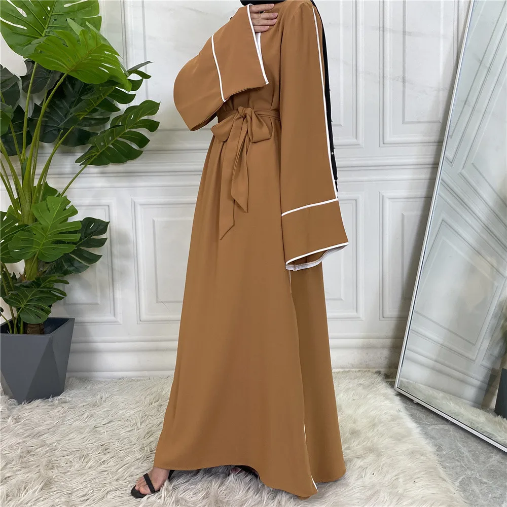 

Modest Abayas for Women Muslim Casual Prayer Long Maxi Dress Turkey Eid Ramadan Arabic Robe Belted Kaftan Dubai Jalabiya Caftan