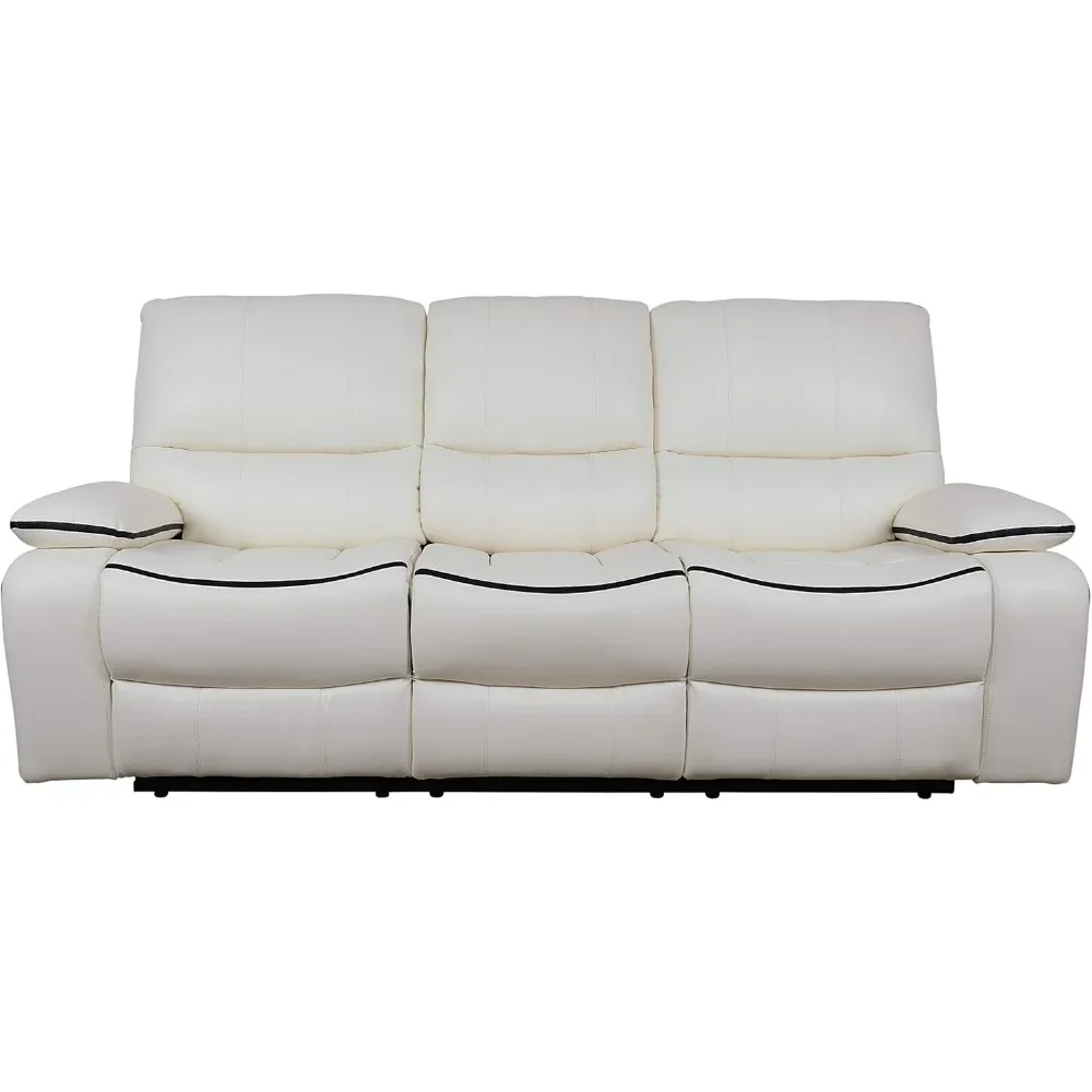 3-Piece Living Room Reclining Sofa Sets, Bonded Leather Upholstery, Manual Reclining with Drop Down Table and Console, recliner