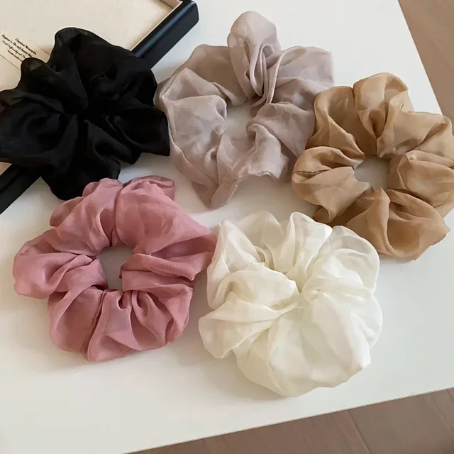 Jednokolorowa siateczkowa przędza Scrunchies elastyczne gumki do włosów liny dla kobiet dziewczynki wysoki kucyk modne dodatki dziewczęce codzienne nakrycia głowy