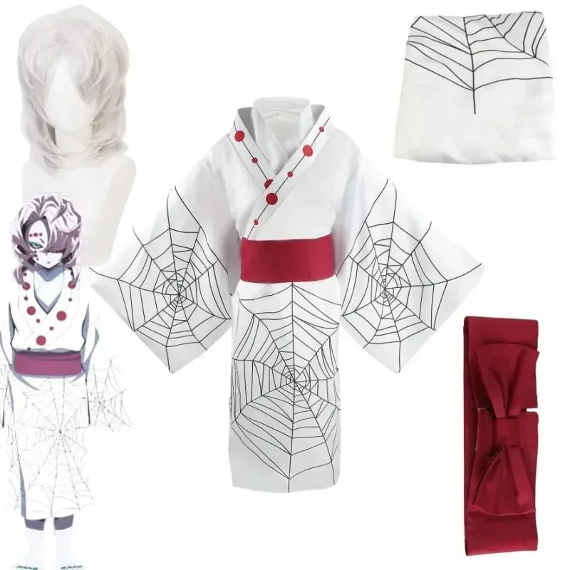 

New Anime Demon Slayer Kimetsu No Yaiba Spider Oni Ayaki Rui Cosplay Unisex Kimono Full Set Halloween Carnival Costumes