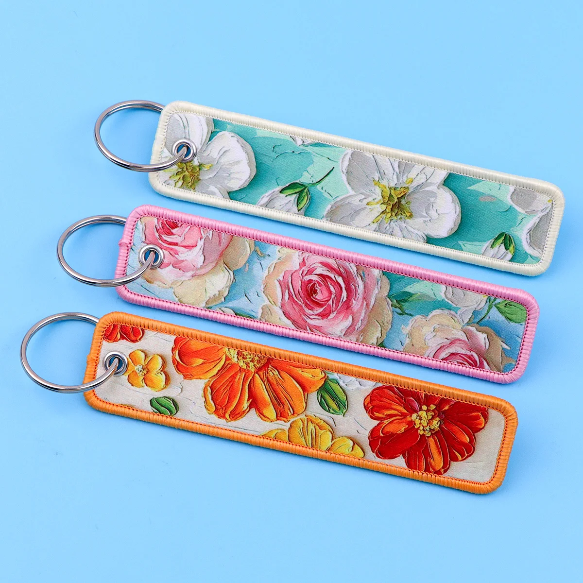 Oil Painting Flower Print Embr - Embroidery Rose ulasan dan harga