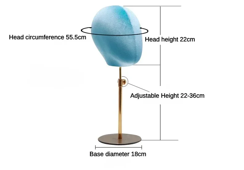 Kolorowe aksamitne głowa manekina formy stojak na peruki i kapelusze, materiałowa osłona żeński manekin główka z metalowy stojak
