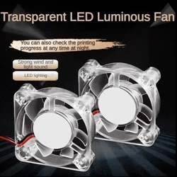 LED Luminous Silent Ventilador de refrigeração silencioso, dissipador de calor para impressora 3D, Micro Fan, 2PIN, 2510, 3010, 4010, 12V, 24V