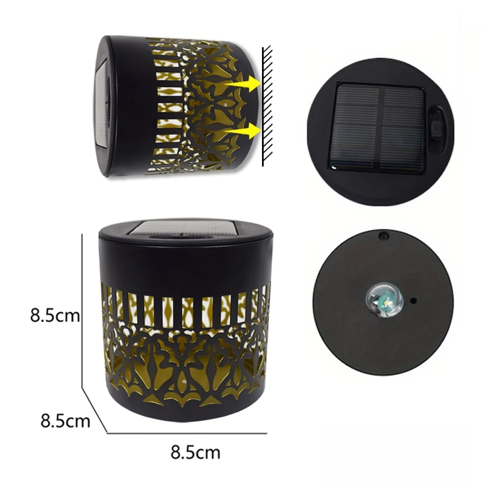 تعمل بالطاقة الشمسية الجدار مصباح أضواء سياج معدني في الهواء الطلق مقاوم للماء جدار سطح السفينة خطوة أضواء ماندالا موضوع فناء مصباح بعمود ديكور #5