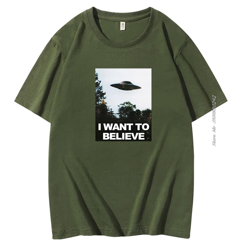 X The Files I Want To Believe graphic t shirts Novelty Cotton short sleeve t-shirt Aliens UFO Area 51 Tshirt Cool funny t shirts