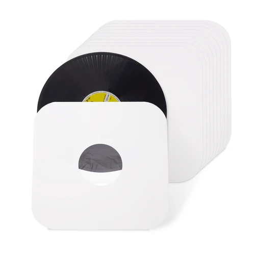 Imagen 2 del producto Fundas de almacenamiento blancas para discos de vinilo, bolsas de papel Kraft antiestáticas con forro de poliéster, soporte para álbum LP, Protector de fundas interiores, 12 pulgadas