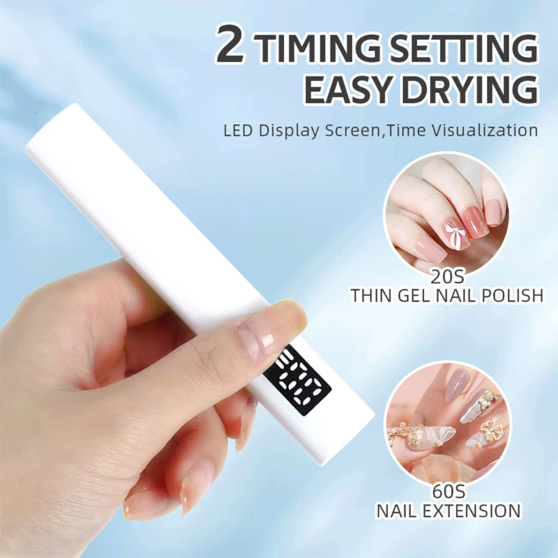 Mini lampada per unghie portatile portatile per smalto Gel penna per torcia ad asciugatura rapida USB ricaricabile per asciugatrice per unghie lampada per unghie a LED UV