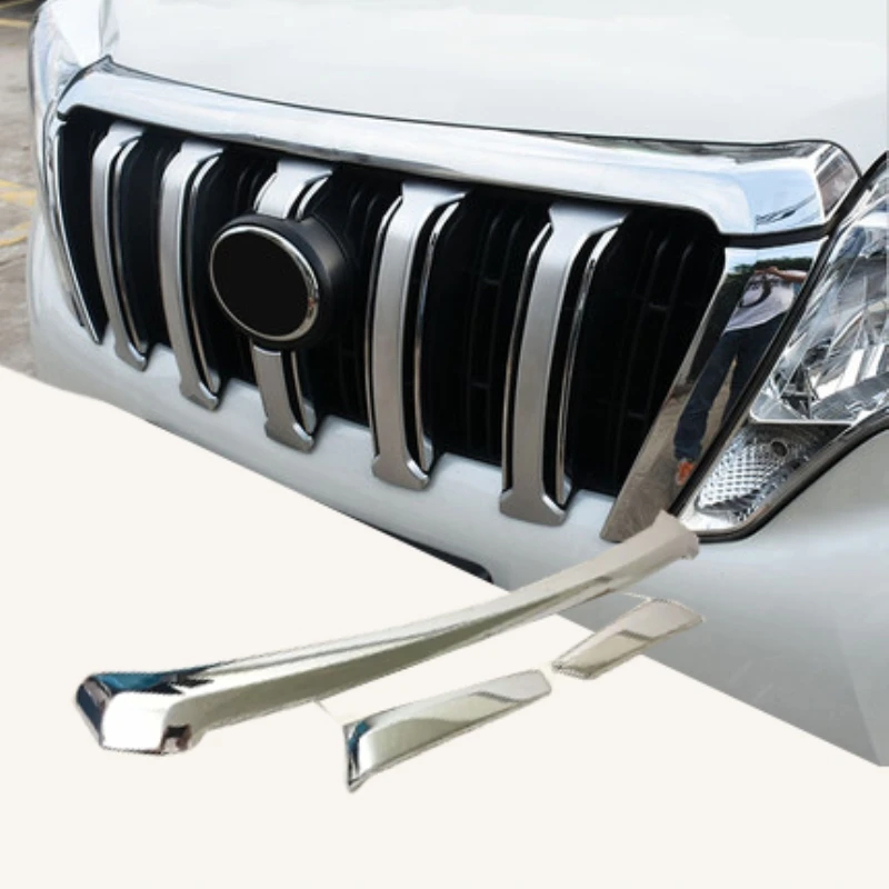 

For Toyota Land Cruiser Prado FJ150 150 2010-2017 ABS Chrome Front Bumper Grille Hood Engine side Grills Cover Trim Sticker