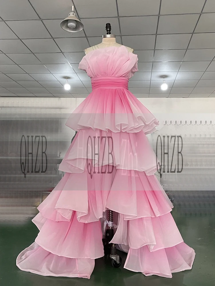 D08 Fashion New In Pink Natural A-Line Tea-length Organza Women Formal Evening Prom Dresses Long Bridal Gowns Free Shipping