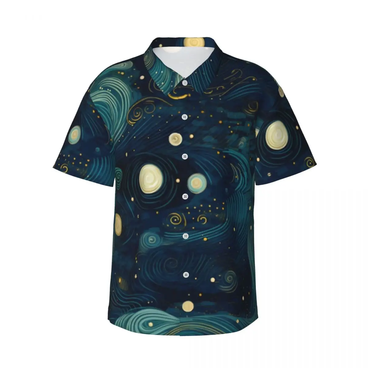 Starry Night Sky Hawaii Shirt Men Beach Van Gogh Famous Painting Casual Shirts Short-Sleeved Comfortable Design Oversize Blouses