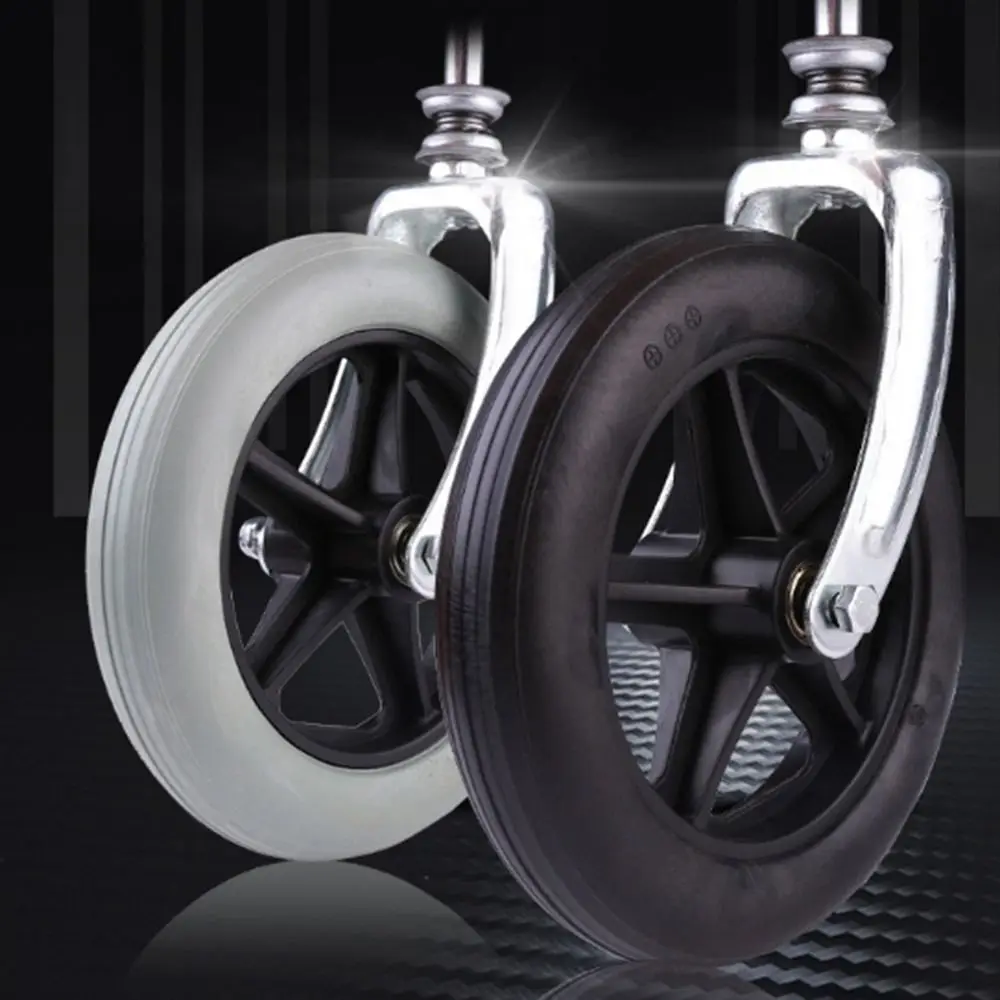 Rubber Wheelchair Front Castor 6/7/8Inch Replacement Shopping Cart Wheels Anti Slip with front fork Solid Tire Wheel