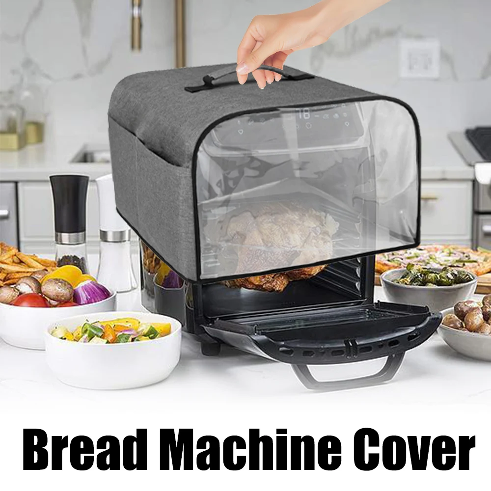 Oxford Fabric Air Fryer Hood With Storage Pockets Kitchen Dust Cap For Ninja Foodi Grill Toaster Cover Household Bread Baking