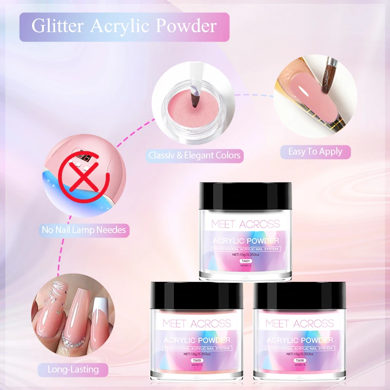 Líquido de cristal de 40ml com 30g Acrílicos transparentes brancos cor-de-rosa do pó acrílico Set para o equipamento apropriado do prego do iniciante