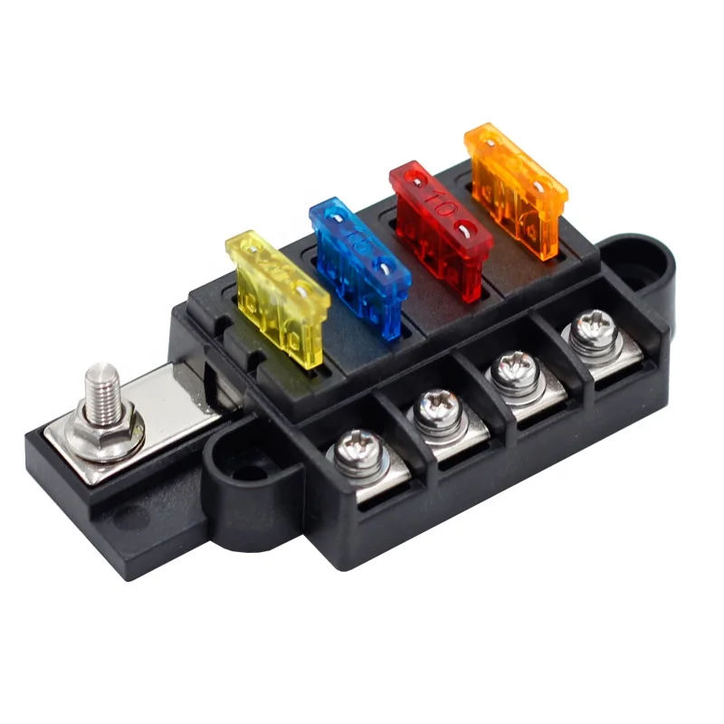 

Automotive Boat Marine 4 Way Blade Fuse Box 12~32V 4 Circuit Fuse Block with Cover