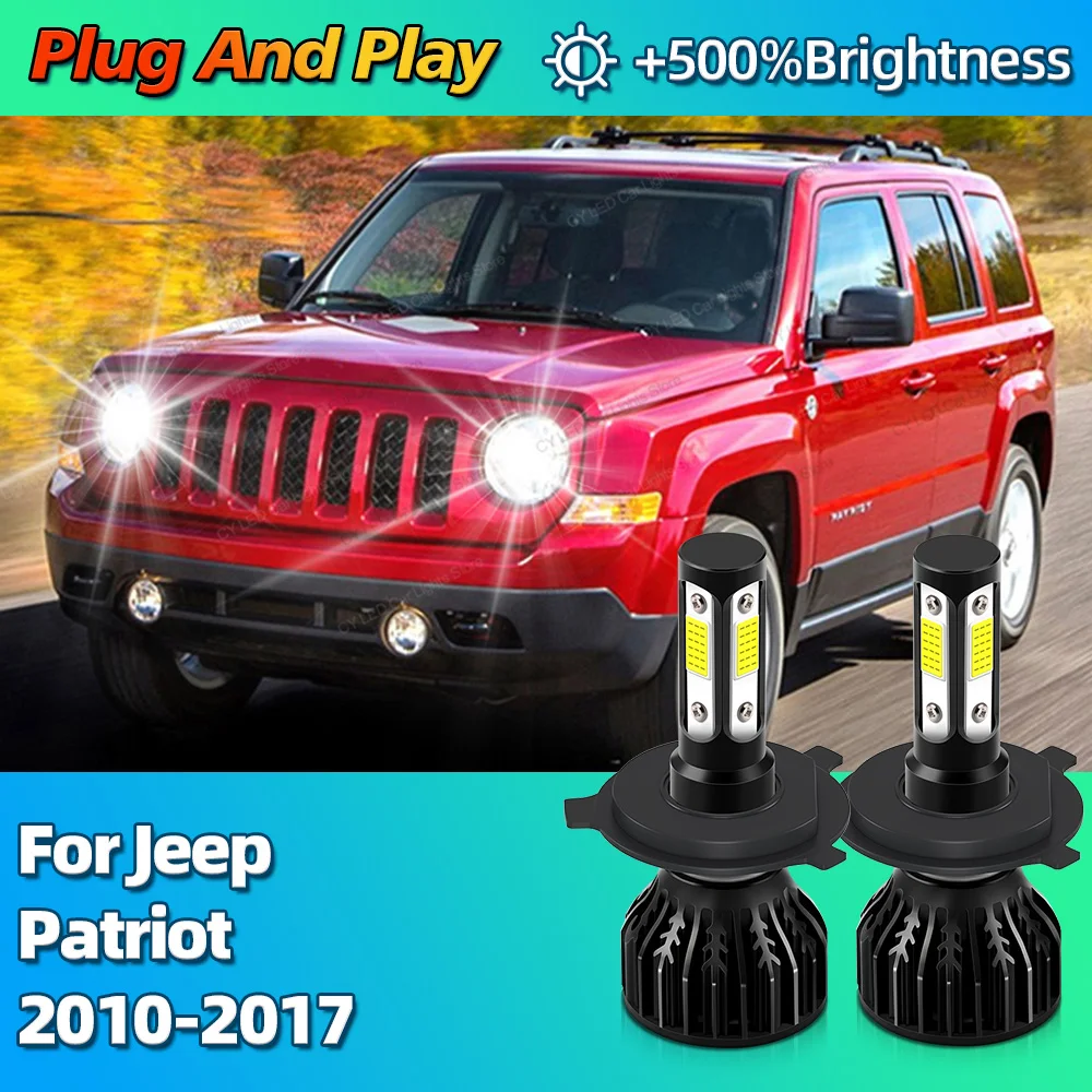 2Pcs Turbo 30000Lm Car Headlight LED Bulbs CANBUS Lights H4 HiLo Beam For Jeep Patriot 2010 2011 2012 2013 2014 2015 2016 2017