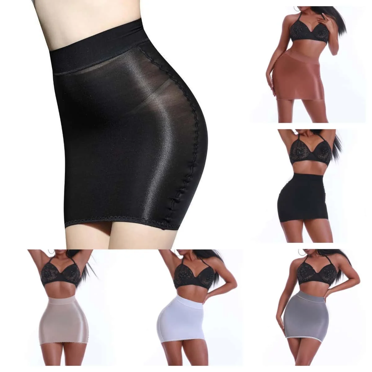 

Oil Shiny Sexy Black Wrap Hips Ultra Short Mini Pencil Skirts XXXL See Through Pleated Skirt for Women Night Club Wear Plus Size