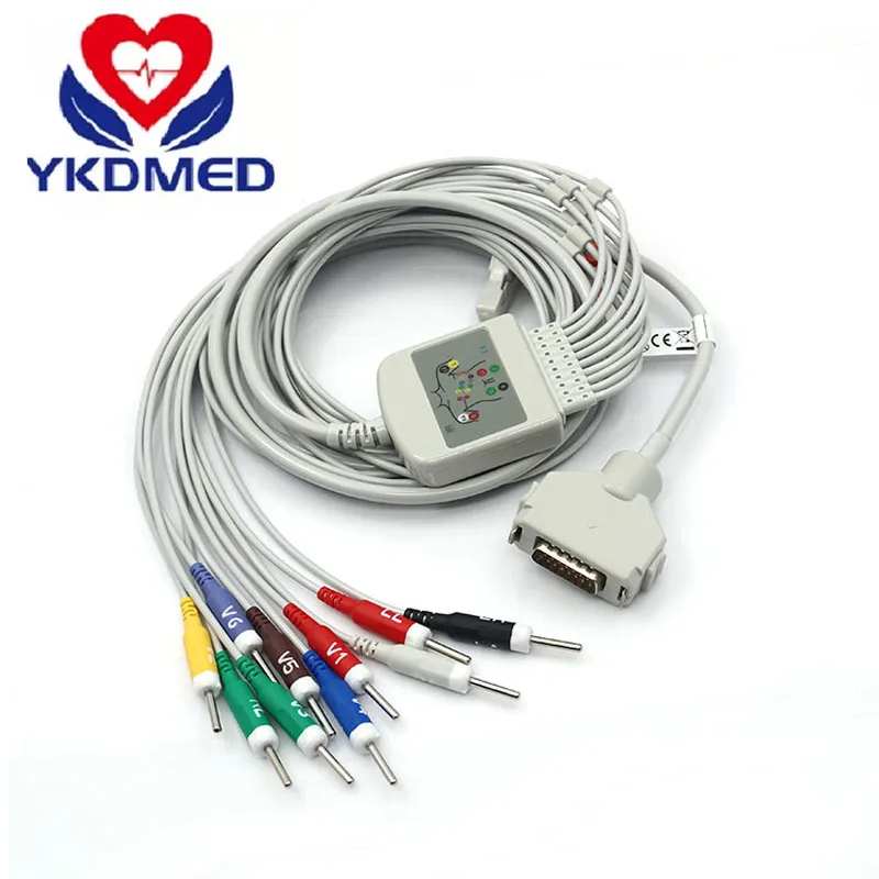 

3PCS/Lot Fukuda Denshi FX-7102 EKG Cable CardiMax FX-7101 FX-7202 FX-7402 FX-2111 FCP-2155 with 10Lead ECG Cable IEC Din 3.0