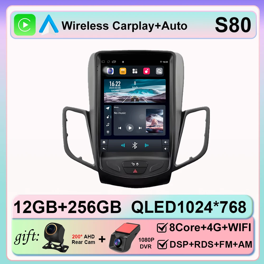 9.7 inch autoradio voor Ford Fiesta MK 7 2008-2019 Android 16 auto multimediaspeler navigatie stereo 4G BT WIFI stereo GPS