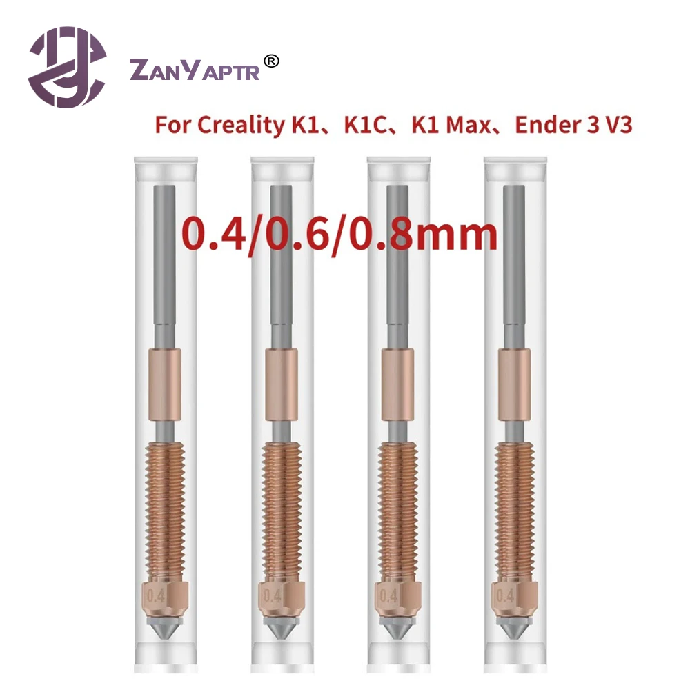 

Creality K1C сопло 0,4/0,6/0,8 мм высокопоточная печать модернизированная быстрая замена сопла для 3D-принтера K1 Max,K1C,Ender-3,V3