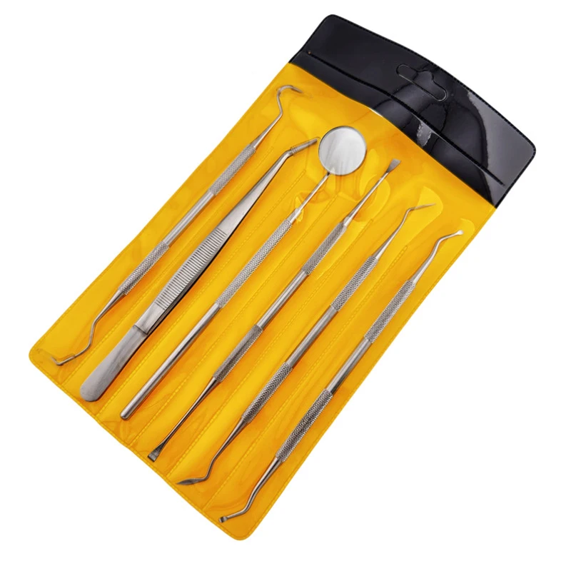 6 قطعة/المجموعة الفولاذ المقاوم للصدأ أدوات فحص الأسنان عدة تنظيف الفم العناية بالأسنان عدة أدوات تنظيف الأسنان الجراحية