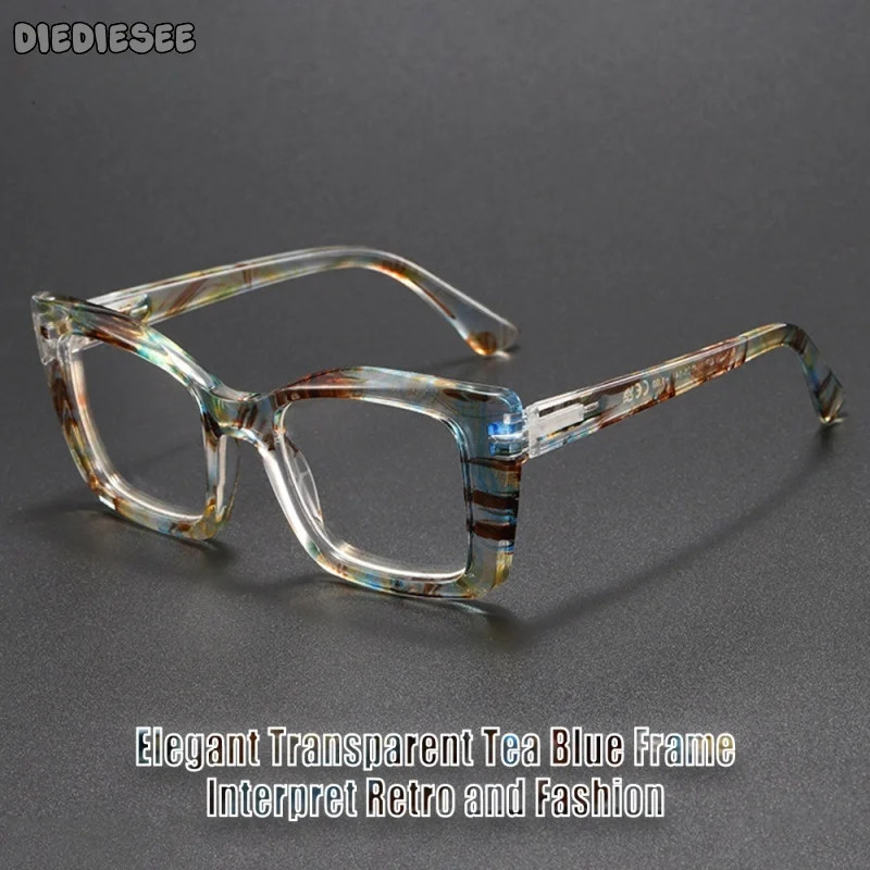 

DIEDIESEE New Highend Printed Reading Glasses Trend Transparent Anti Blue Light Reading Glasses Can Be Paired With Myopia 9009