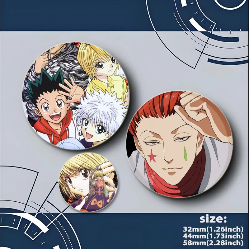 Anime Hunter X Hunter Brooches Zoldyck Killua Kurapika Freecss Gon Cartoon Badge Snap-in Pins for Backpack Accessories Gifts