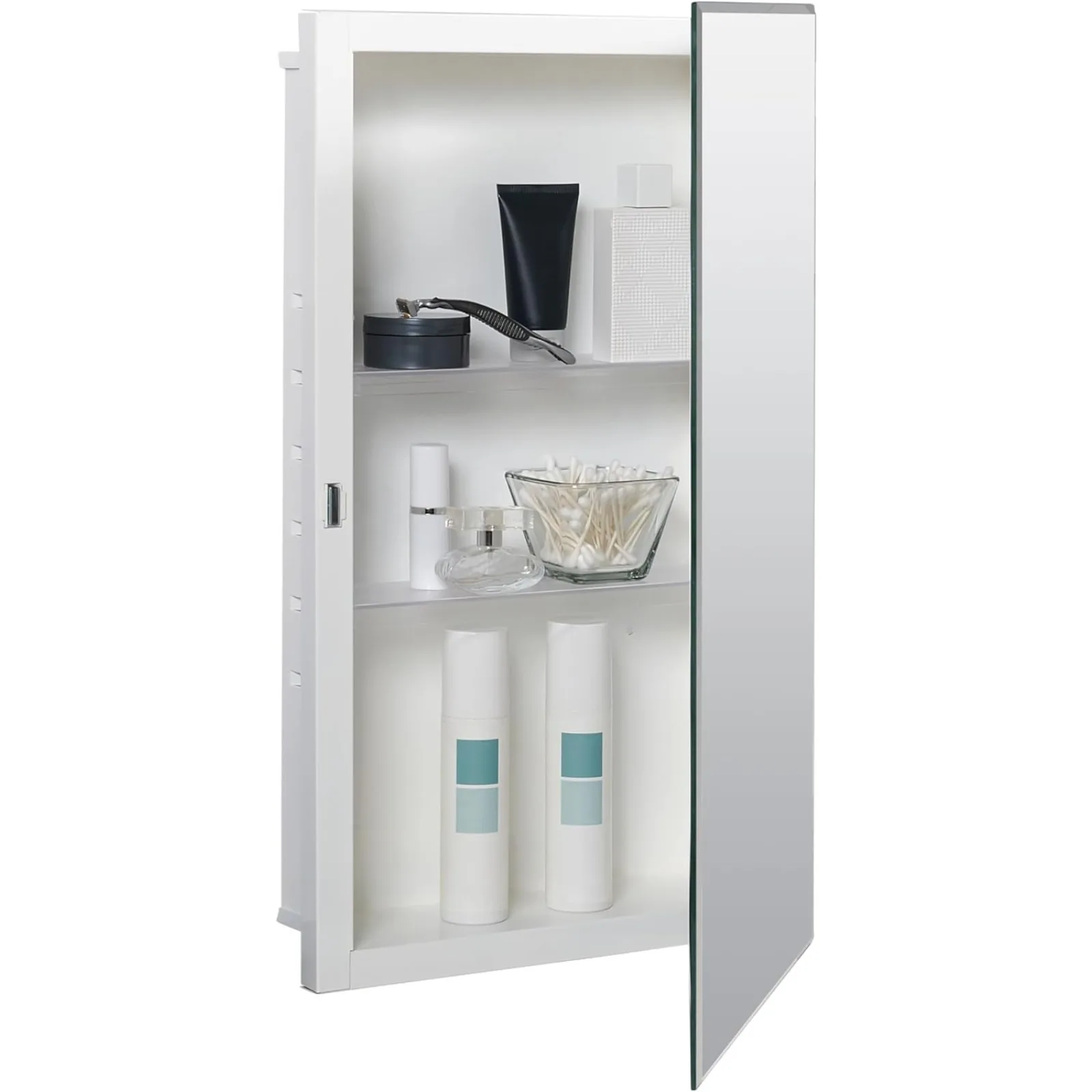 

Frameless Mirror Medicine Cabinet, 16" W x 26" H, Made for Recessed or Surface Mount, Powder Coated Steel Body