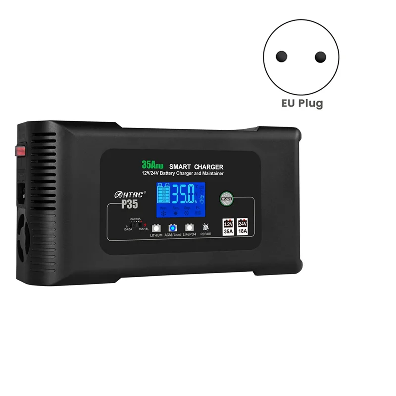 ABKI-HTRC 35A 12 فولت 24 فولت شاحن بطارية السيارة للسيارات موتو شاحنة دراجة نارية AGM الرصاص الحمضية PB هلام شاشة الكريستال السائل الشحن الذكي