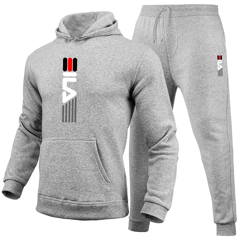 Mens Activewear Set Plain Hooded Sweatshirt Track Pants Urban Fashion Casual SportswearWinter Home Outdoor Comfort Outfit