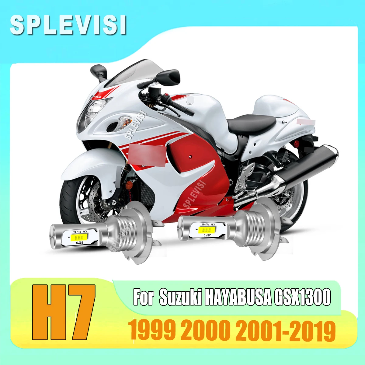 

H7 8000LM/Pair Motorcycle Headlight Bulbs nice distribution without dark spots For Suzuki HAYABUSA GSX1300 1999 2000 2001-2019