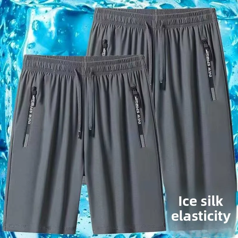 

Ice Silk Sports ket Zipper orts Thin Qui Dry Five-Point Casual Pants Men's Summer Breathable Comfortable Straight Leg ...