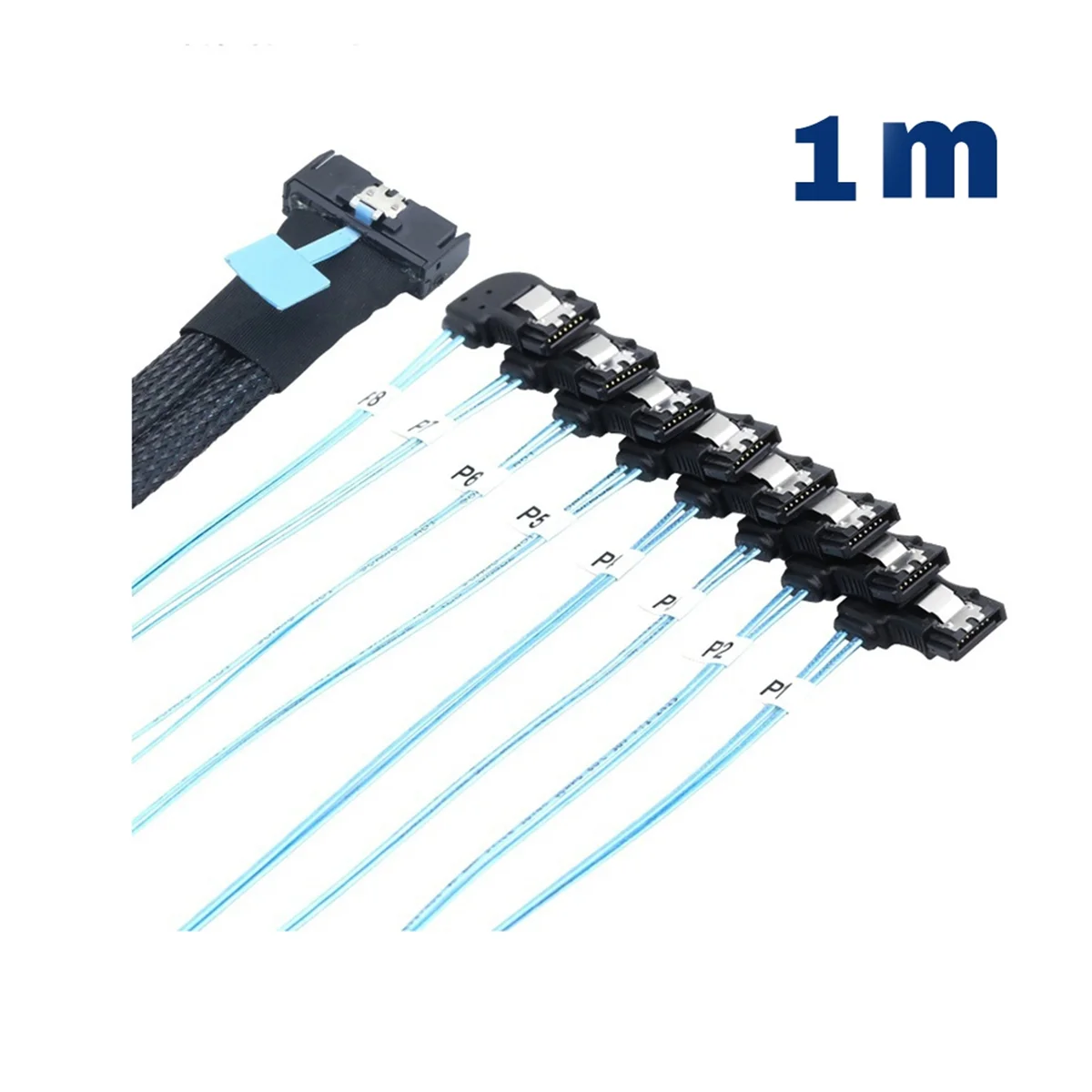 

Розничная торговля! MCIO 74P 8X 8I SAS SFF-8654 8i PCI-E Ultraport Slimline 5.0 to 8X SATA 7P 90-градусный гнездовой кабель-переходник 1 м