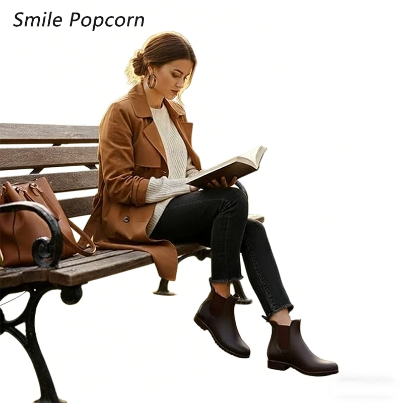 

Smile Popcorn Waterproof Non-slip Short Boot Chelsea Rain Boots For Women Men Outdoor Ladies Comfort Leisure Daily Walking Boots