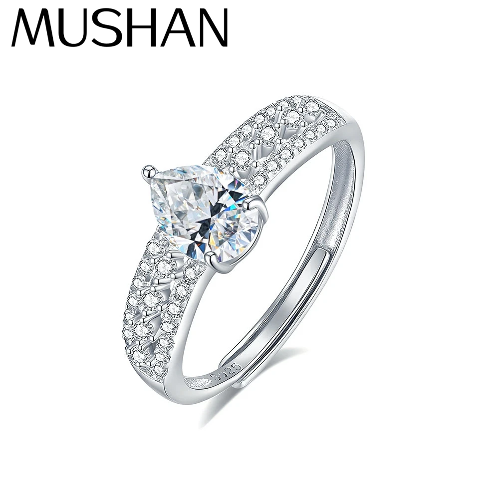 

MuShan Brand Jewelry 925 Sterling Silver Ring VVS Moissanite Crafted Ring for Lover 18K Gold Plated MST Patent Jewellery