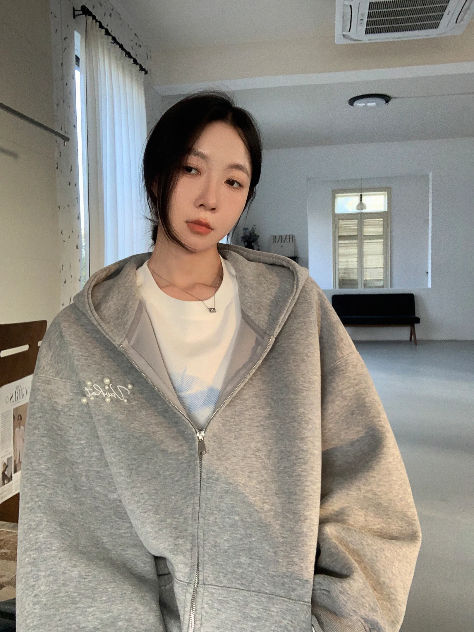 

Женский универсальный кардиган-толстовка Berlin Rain Night Design Heavy Pearl с длинными рукавами, капюшоном и застежкой-молнией, хлопок