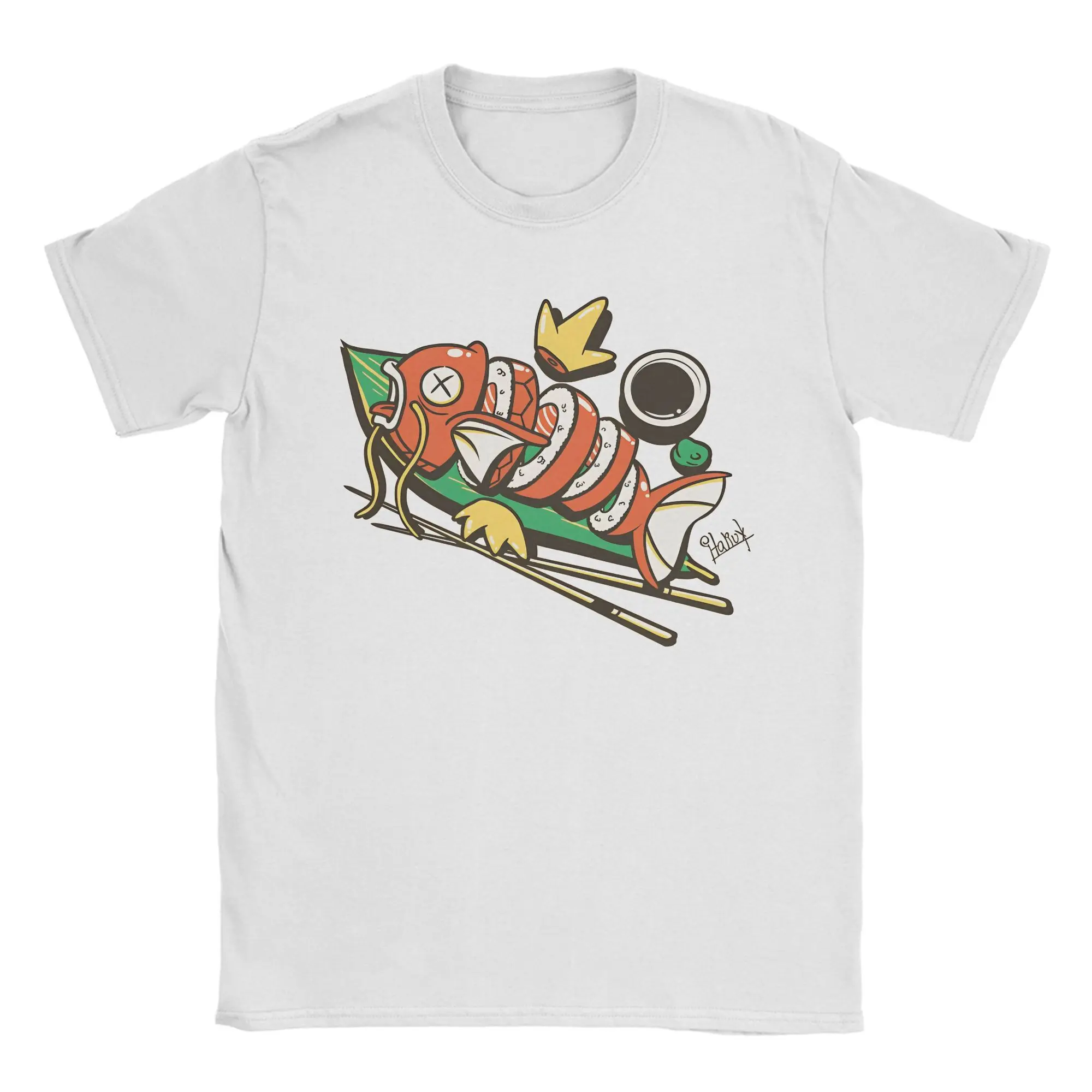 Camiseta Magikarp Sushi para hombre y mujer, camiseta gráfica con Humor sobre comida japonesa, ropa informal de verano de algodón puro, ropa de moda urbana