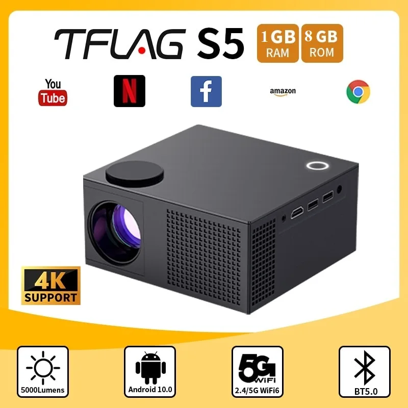 Projector 4K Android 10.0 TFlag  support 1080P 720P Wifi LED Portable Projector Beam projector for home theater projector