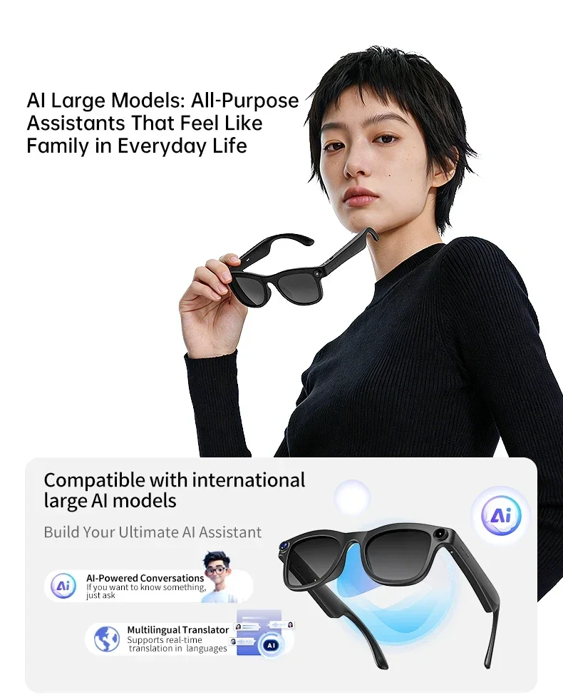 Lenovo AI Smart Glasses 1600W HD 8K Aufnahmekamera Foto Sprachanruf Übersetzung Bluetooth AI Kamera-Brille für Männer Frauen Neu – Detail 2